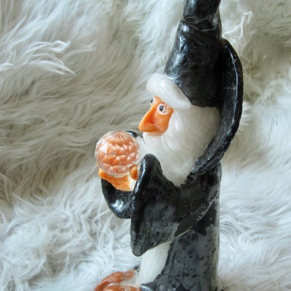 VTG Wizard with Glass Crystal Ball 10"  Wax Candle - Picture 4 of 9